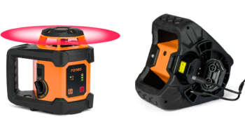 Roneo rotatielaser roterend met Li-Ion accu en USB-C laadkabel in studio