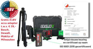 Levelfix CCL284G set met statief, LLD200GR handontvanger en gratis 18V adapter.