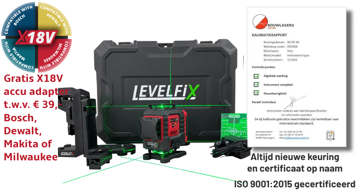 Levelfix CCL284G Gratis 18V adapter Bouwlasers Online