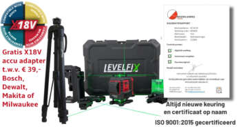 Levelfix CCL284G set inclusief statief en gratis 18V adapter.