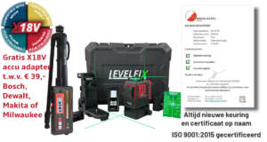 Levelfix MCL380G set met statief, LLD200GR handontvanger en gratis 18V adapter.