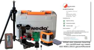 Nedo X-Liner 4D green complete set met verstelbaar statief, XL green handontvanger en kalibratiecertificaat