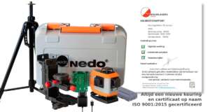 Nedo X-Liner 4D green complete set met verstelbaar statief en kalibratiecertificaat