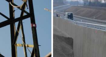 Landmeter die een RS60 Smart Target inmeet met een total station.
