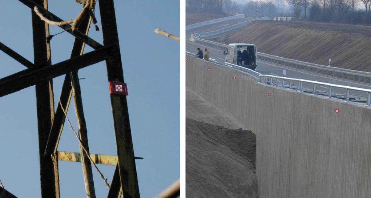 Landmeter die een RS60 Smart Target inmeet met een total station.