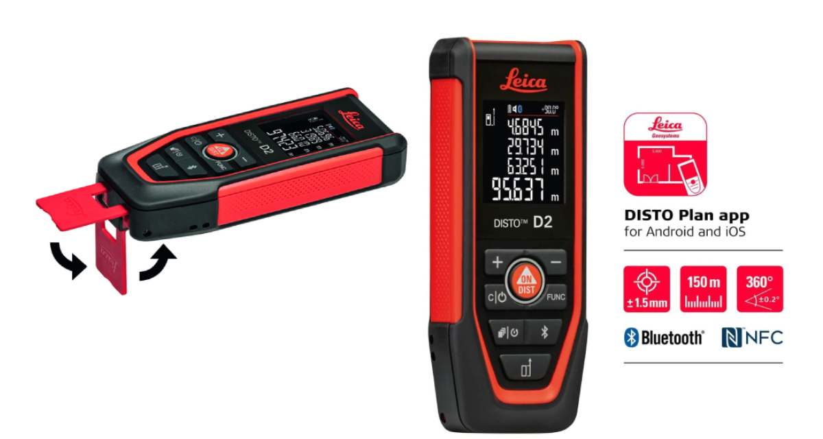 Leica DISTO D2 meten vanuit een hoek met multifunctioneel eindstuk