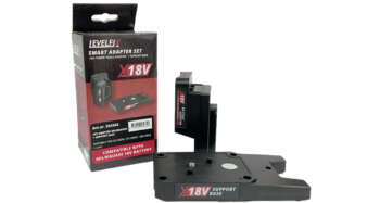 Adapter voor Milwaukee accu set met support base en verpakking