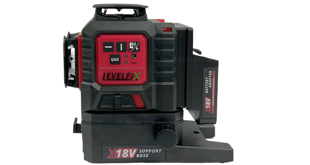 Levelfix laser CCL283G met gemonteerde adapter voor Milwaukee accu