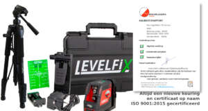 Complete set LEVELFIX CL130G met tas, wandhouder, statief en kalibratiecertificaat