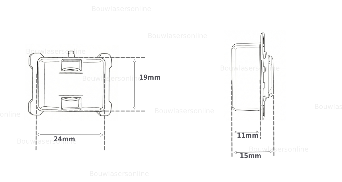 Technische lijntekening van Nedo baak locking met maatvoering (mm) voor modellen 344122-637, 345122-637 en 347122-637