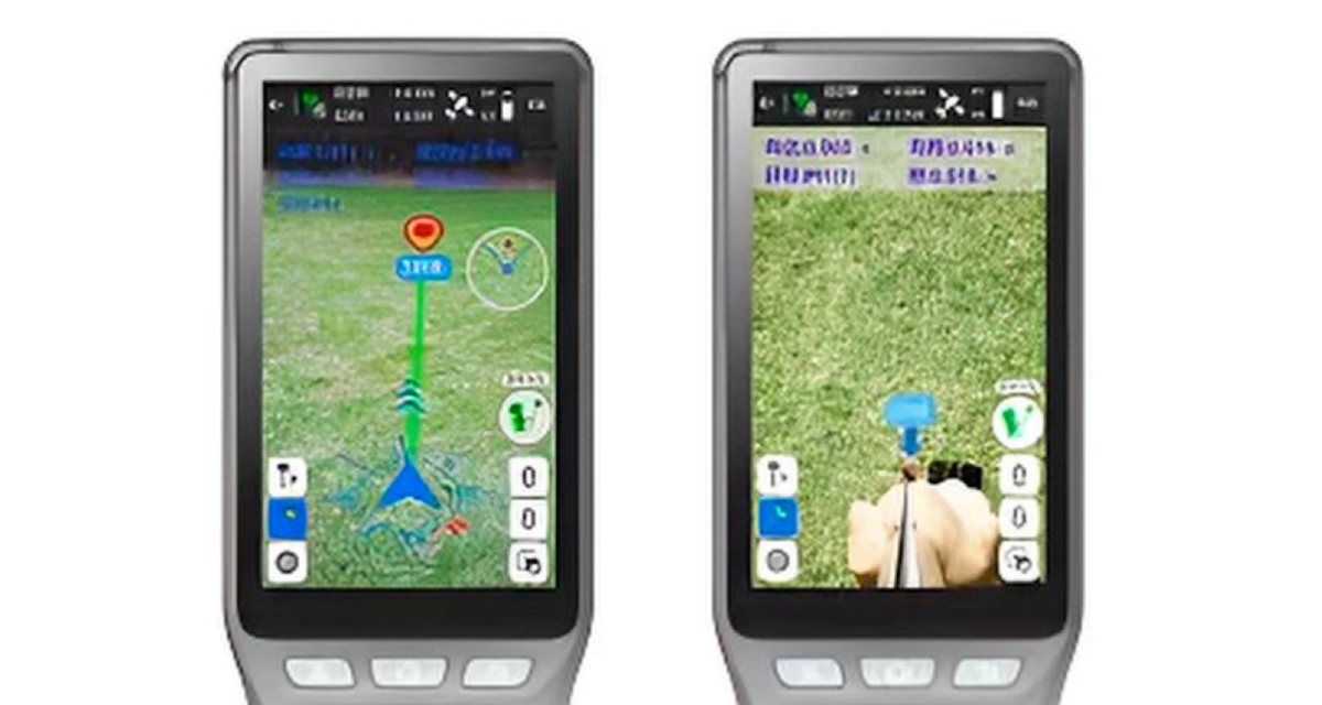 Stonex S55-controller met een AR Stakeout-camerabeeld op het scherm, waarop meetinformatie en een gemarkeerd uitzetpunt zichtbaar zijn.